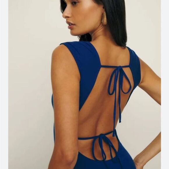 Reformation Sabine Knit Dress Royal Large NWT $218 - Picture 6 of 8